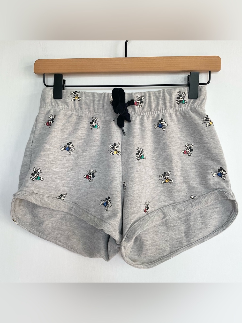 Mickey Mouse Casual Shorts Rolled Hem High Waist Gray Disneyland Disney Size XS